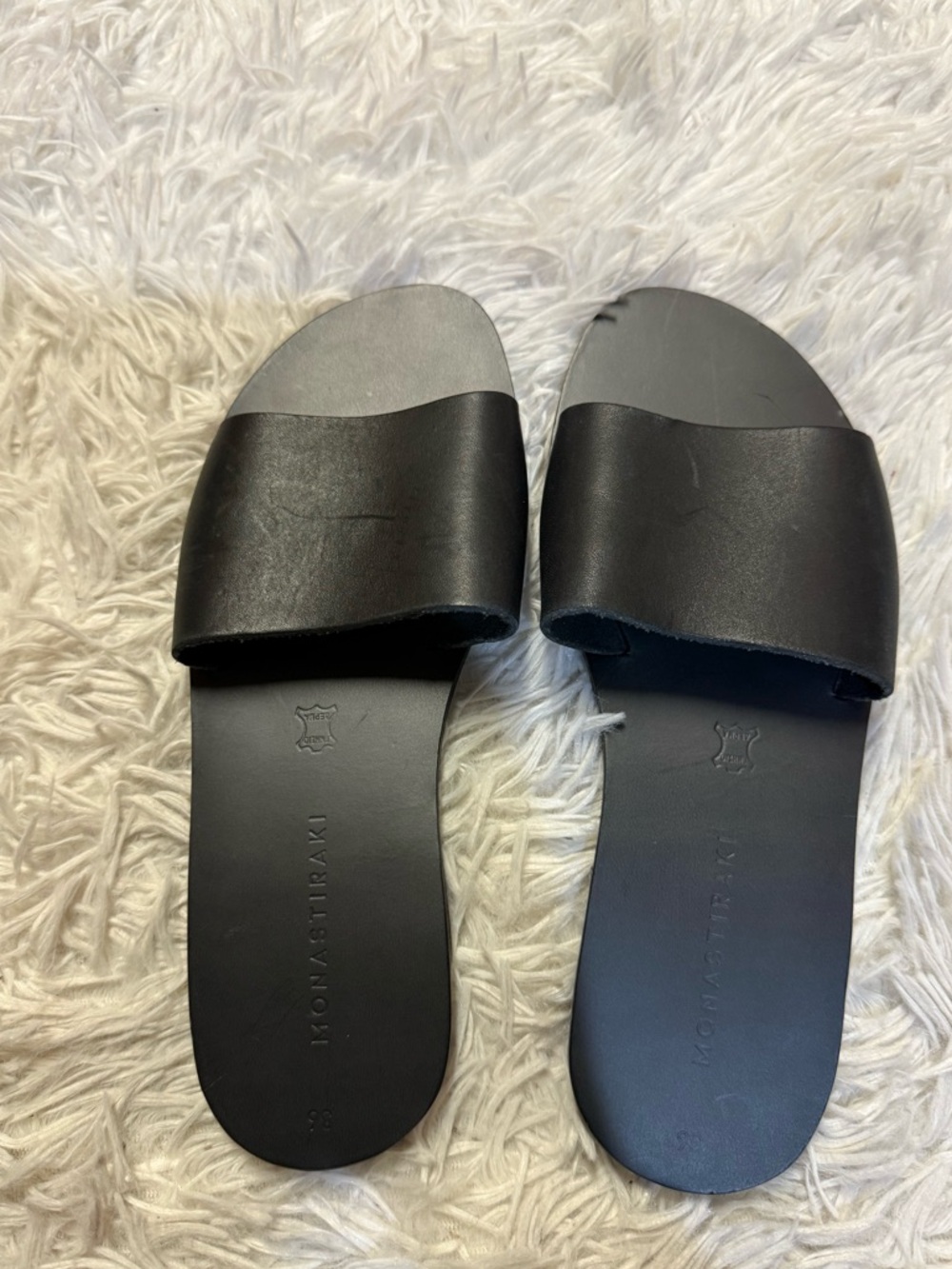 Monastiraki Pylos Greek black leather sandals